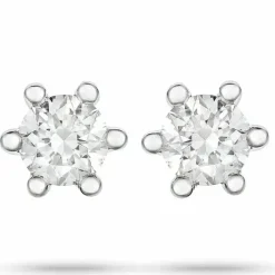 2 x 0,10 ct diamant solitaireørestikker i 14 karat hvidguld med diamant
