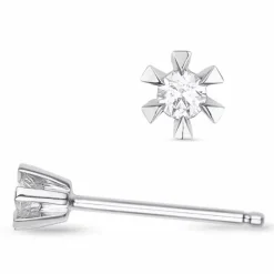 2 x 0,03 ct diamant solitaireørestikker i 14 karat hvidguld med diamant