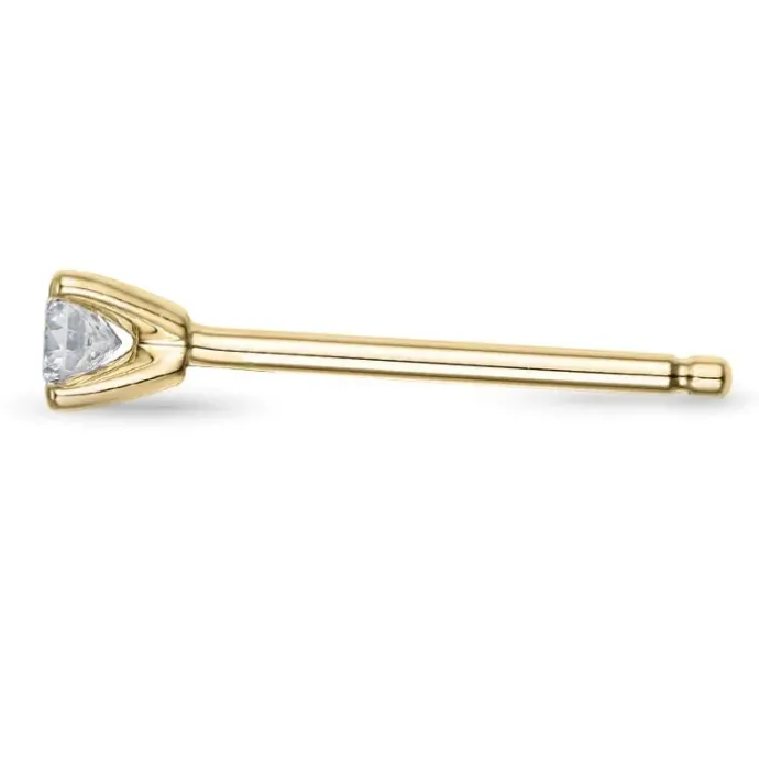 1 x 0,06 ct diamant solitaireørestik i 14 karat guld med diamant