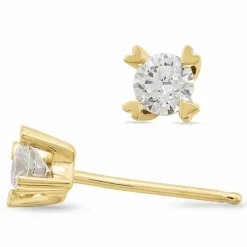 2 x 0,20 ct diamant solitaireørestikker i 14 karat guld med diamant
