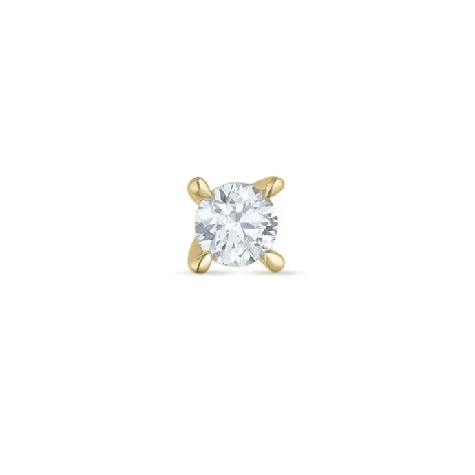 1 x 0,07 ct diamant solitaireørestik i 14 karat guld med diamant