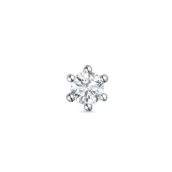 1 x 0,11 ct diamant solitaireørestik i 14 karat hvidguld med diamant