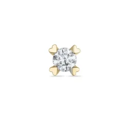 1 x 0,07 ct diamant solitaireørestik i 14 karat guld med diamant