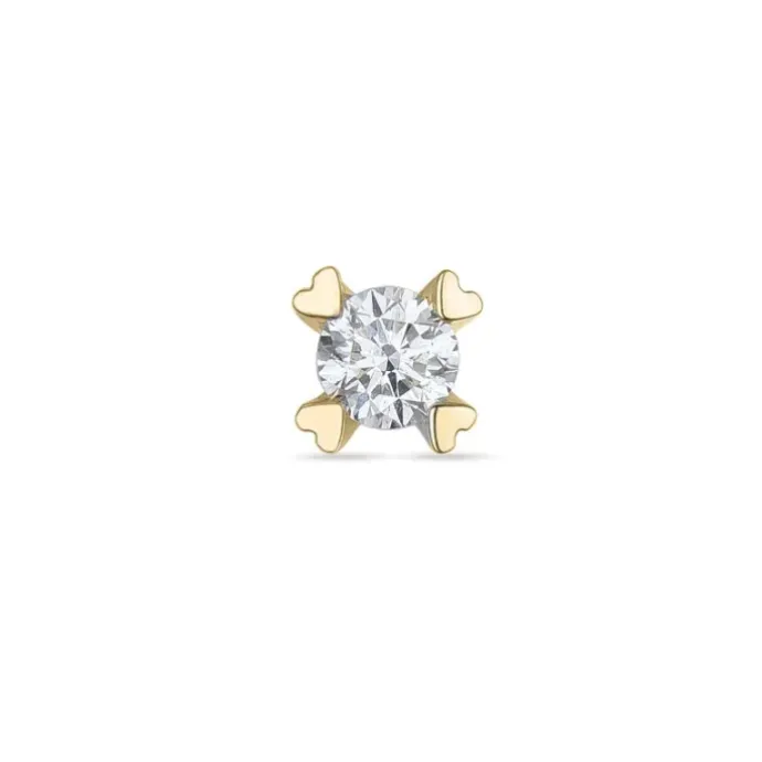 1 x 0,07 ct diamant solitaireørestik i 14 karat guld med diamant