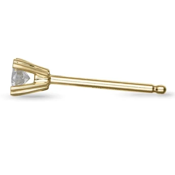 1 x 0,07 ct diamant solitaireørestik i 14 karat guld med diamant