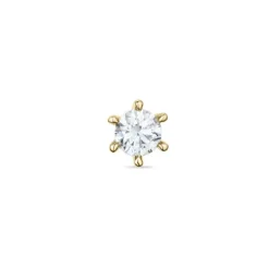 1 x 0,11 ct diamant solitaireørestik i 14 karat guld med diamant