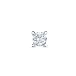 1 x 0,10 ct diamant solitaireørestik i 14 karat hvidguld med diamant