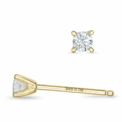 2 x 0,09 ct Kampagne - diamant solitaireørestikker i 14 karat guld med diamant