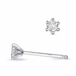 2 x 0,08 ct Kampagne - diamant solitaireørestikker i 14 karat hvidguld med diamant