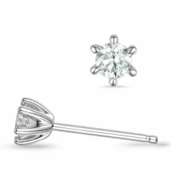 2 x 0,18 ct Kampagne - diamant solitaireørestikker i 14 karat hvidguld med diamant