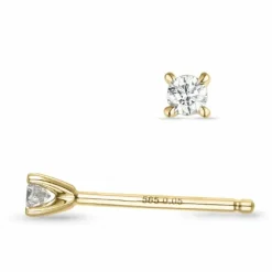 2 x 0,05 ct Kampagne - diamant solitaireørestikker i 14 karat guld med diamant