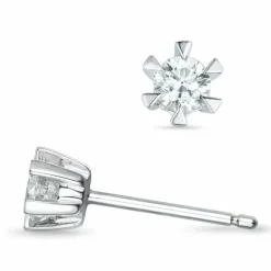 2 x 0,18 ct Kampagne - diamant solitaireørestikker i 14 karat hvidguld med diamant