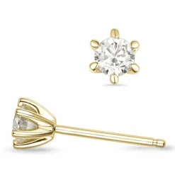2 x 0,20 ct Kampagne - diamant solitaireørestikker i 14 karat guld med diamant