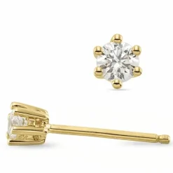 2 x 0,10 ct Kampagne - diamant ørestikker i 14 karat guld med diamant