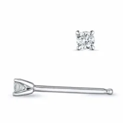2 x 0,04 ct Kampagne - diamant solitaireørestikker i 14 karat hvidguld med diamant