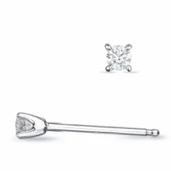 2 x 0,05 ct Kampagne - diamant solitaireørestikker i 14 karat hvidguld med diamant