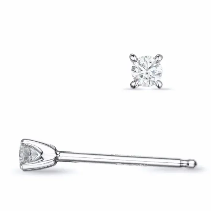 2 x 0,05 ct Kampagne - diamant solitaireørestikker i 14 karat hvidguld med diamant