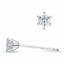 2 x 0,11 ct Kampagne - diamant solitaireørestikker i 14 karat hvidguld med diamant