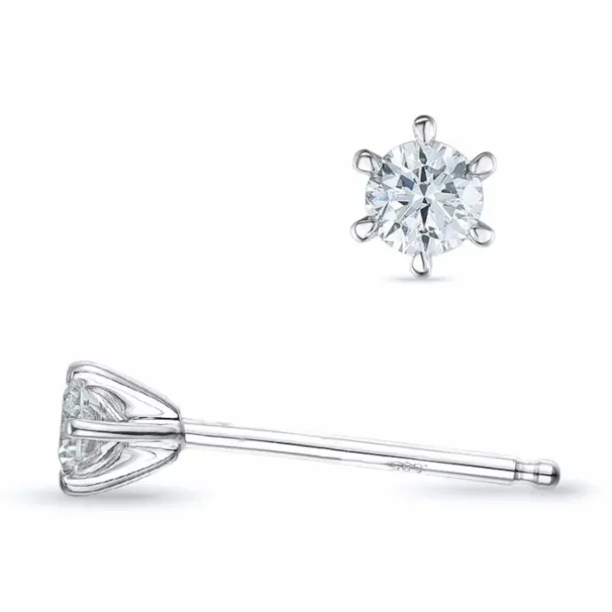 2 x 0,11 ct Kampagne - diamant solitaireørestikker i 14 karat hvidguld med diamant