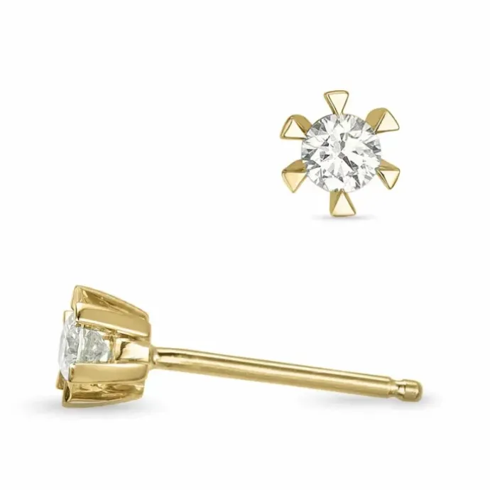 2 x 0,11 ct Kampagne - diamant ørestikker i 14 karat guld med diamant