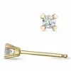 2 x 0,07 ct Kampagne - diamant solitaireørestikker i 14 karat guld med diamant
