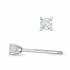 2 x 0,08 ct Kampagne - diamant solitaireørestikker i 14 karat hvidguld med diamant