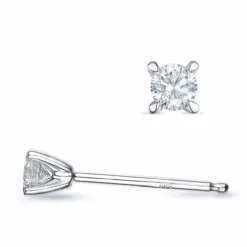 2 x 0,10 ct Kampagne - diamant solitaireørestikker i 14 karat hvidguld med diamant