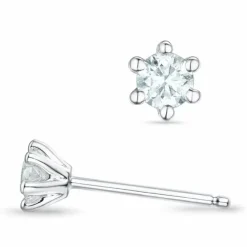 2 x 0,18 ct Kampagne - diamant solitaireørestikker i 14 karat hvidguld med diamant