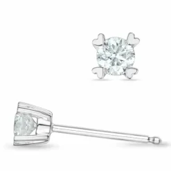 2 x 0,18 ct Kampagne - diamant solitaireørestikker i 14 karat hvidguld med diamant