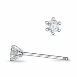 2 x 0,09 ct Kampagne - diamant solitaireørestikker i 14 karat hvidguld med diamant