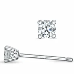 2 x 0,10 ct Kampagne - diamant ørestikker i 14 karat hvidguld med diamant