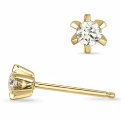 2 x 0,10 ct Kampagne - diamant ørestikker i 14 karat guld med diamant