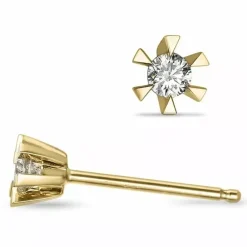 2 x 0,04 ct Kampagne - diamant solitaireørestikker i 14 karat guld med diamant
