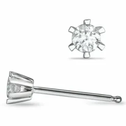 2 x 0,10 ct Kampagne - diamant ørestikker i 14 karat hvidguld med diamant