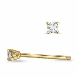 2 x 0,04 ct Kampagne - diamant solitaireørestikker i 14 karat guld med diamant