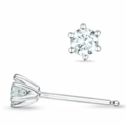 2 x 0,16 ct Kampagne - diamant solitaireørestikker i 14 karat hvidguld med diamant