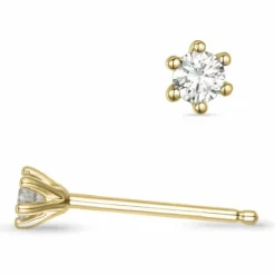 2 x 0,07 ct Kampagne - diamant solitaireørestikker i 14 karat guld med diamant