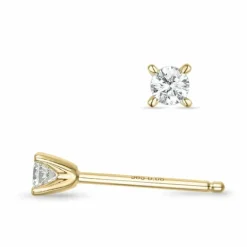 2 x 0,08 ct Kampagne - diamant solitaireørestikker i 14 karat guld med diamant