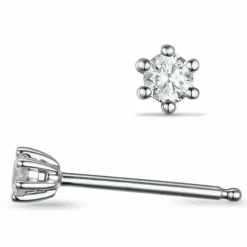 2 x 0,10 ct lab grown diamant solitaireørestikker i 14 karat hvidguld med lab grown diamant