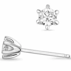 2 x 0,40 ct lab grown diamant solitaireørestikker i 14 karat hvidguld med lab grown diamant