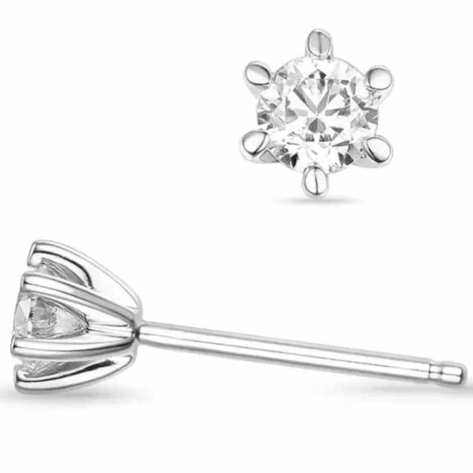2 x 0,40 ct lab grown diamant solitaireørestikker i 14 karat hvidguld med lab grown diamant