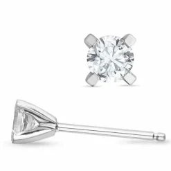 2 x 0,20 ct lab grown diamant solitaireørestikker i 14 karat hvidguld med lab grown diamant