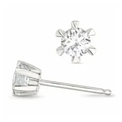 2 x 0,10 ct lab grown diamant solitaireørestikker i 14 karat hvidguld med lab grown diamant