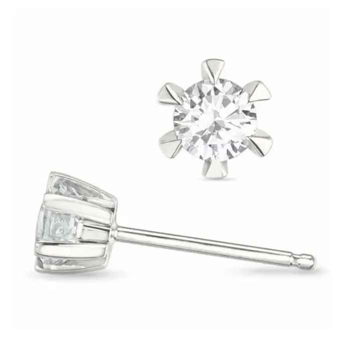 2 x 0,10 ct lab grown diamant solitaireørestikker i 14 karat hvidguld med lab grown diamant