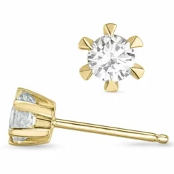 2 x 0,20 ct lab grown diamant solitaireørestikker i 14 karat guld med lab grown diamant