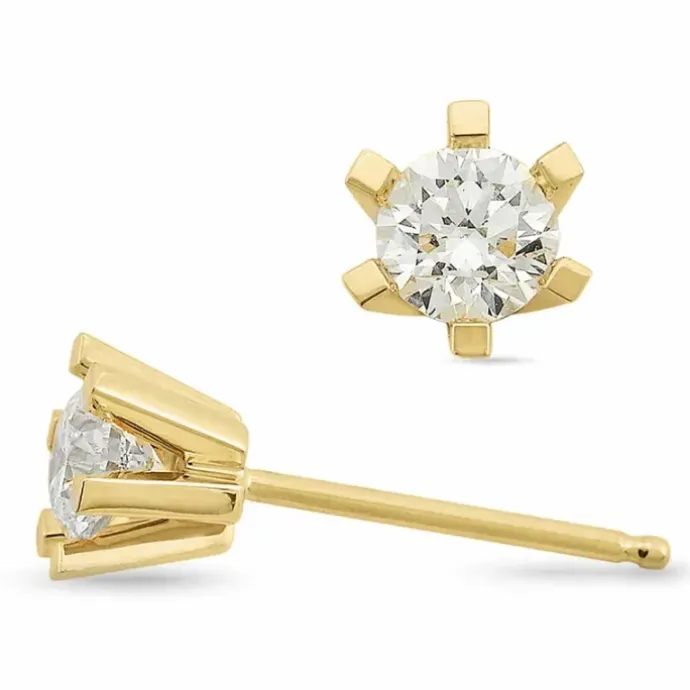 2 x 0,30 ct lab grown diamant solitaireørestikker i 14 karat guld med lab grown diamant