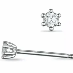 2 x 0,20 ct lab grown diamant solitaireørestikker i 14 karat hvidguld med lab grown diamant