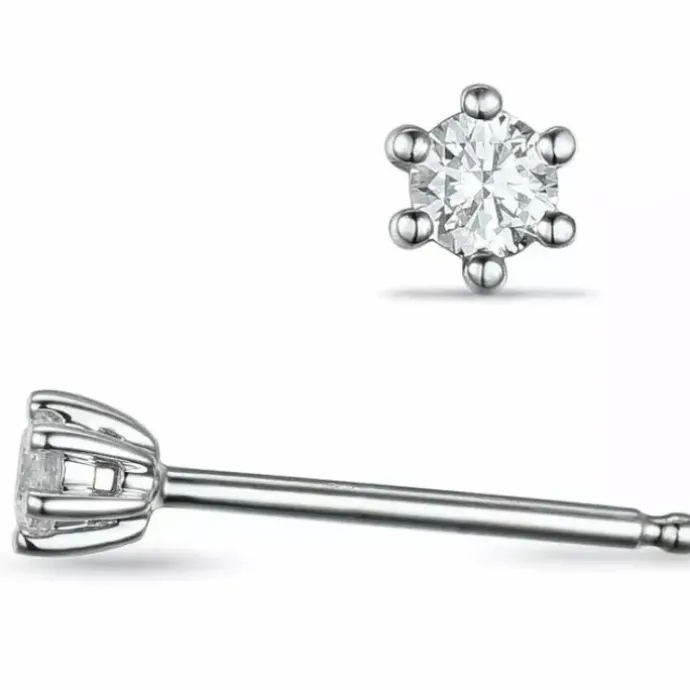 2 x 0,20 ct lab grown diamant solitaireørestikker i 14 karat hvidguld med lab grown diamant