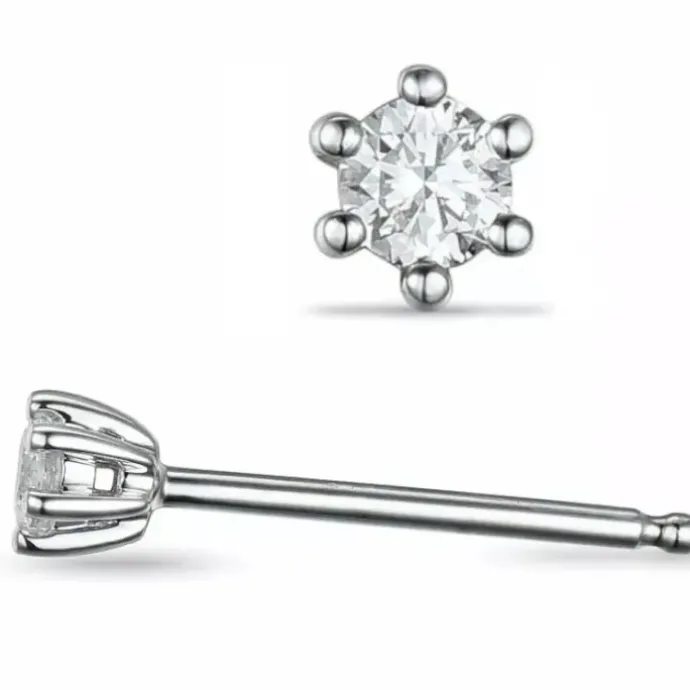 2 x 0,40 ct lab grown diamant solitaireørestikker i 14 karat hvidguld med lab grown diamant