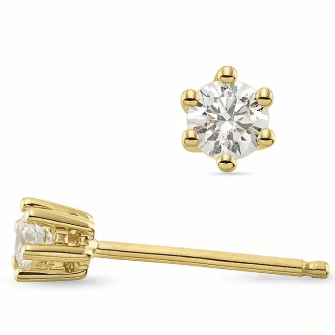 2 x 0,20 ct lab grown diamant solitaireørestikker i 14 karat guld med lab grown diamant